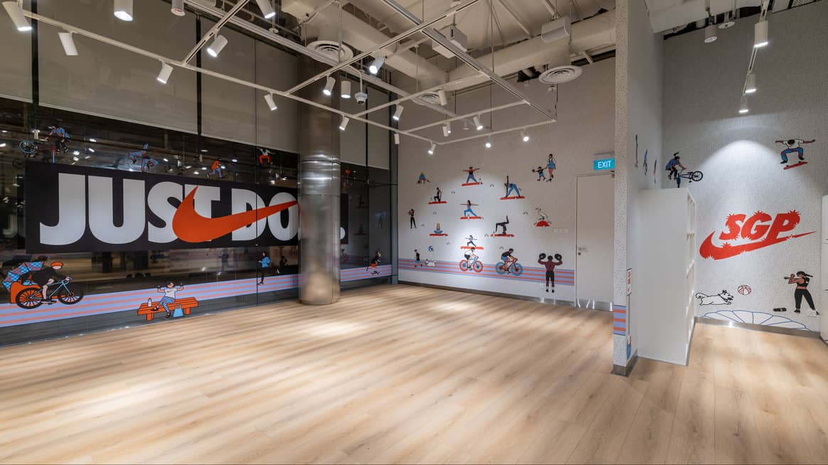 Swoosh Studio für Aktivitäten im neuen Nike-Store in Singapur