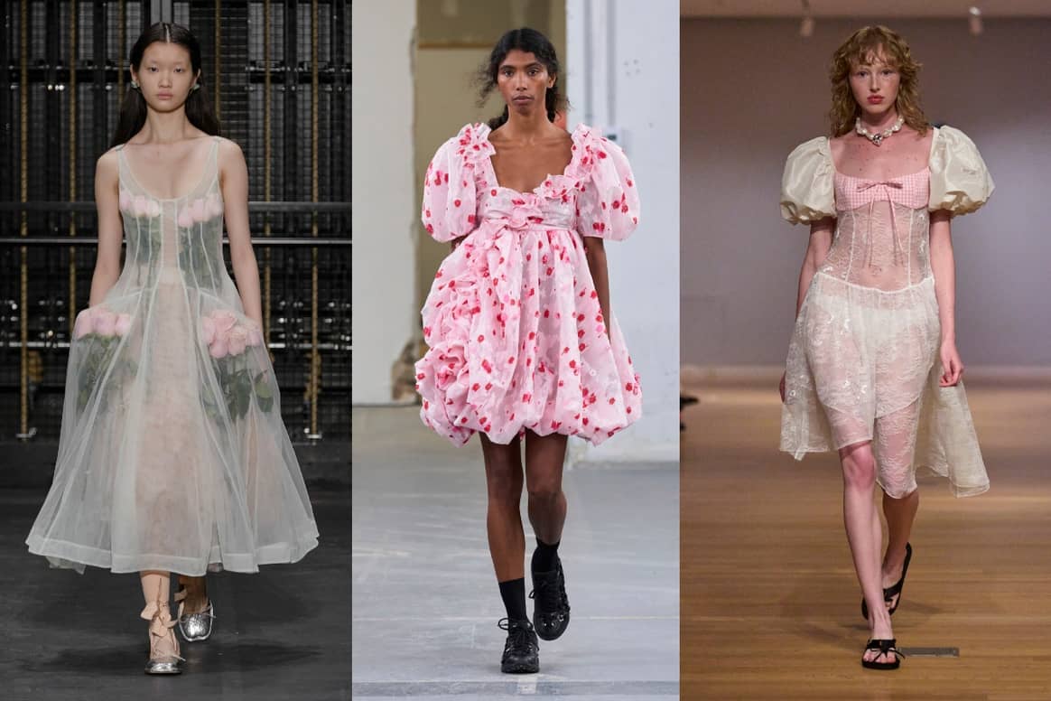 (from left to right) Simone Rocha SS24, Cecilie Bahnsen SS24, Sandy Liang SS24 Credits: ©Launchmetrics/spotlight