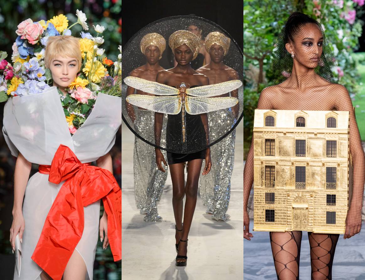 Moschino SS18, Rahul Mishra Haute Couture SS24, Dior Haute Couture FW19.