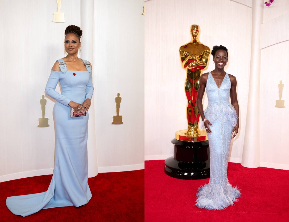 Ava DuVernay in Louis Vuitton and Lupita Nyong'o in Armani Prive.