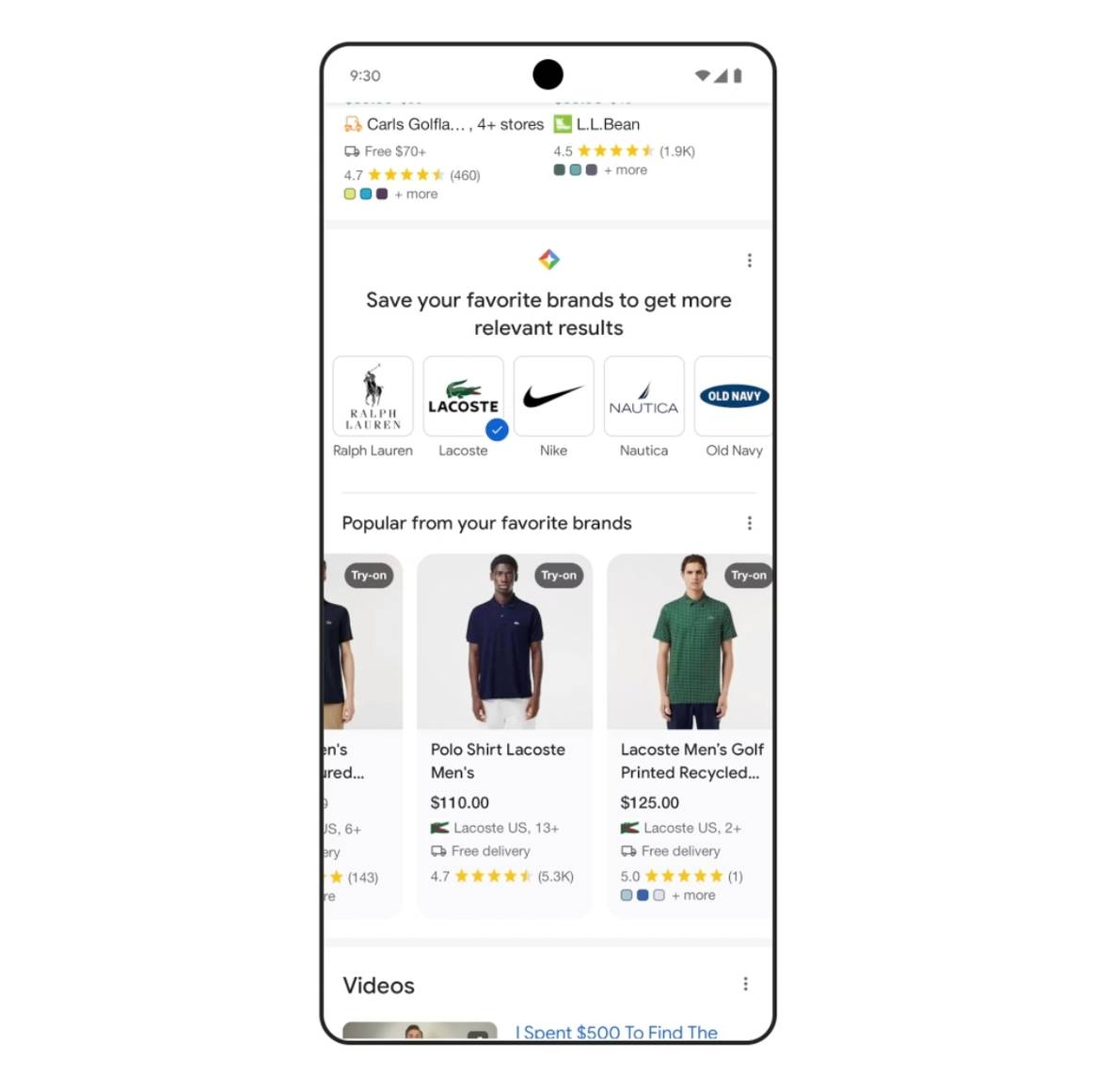 Front-end del “Shopping Graph” de Google con algunas de las últimas innovaciones desarrolladas por el buscador para mejorar su experiencia de compra.