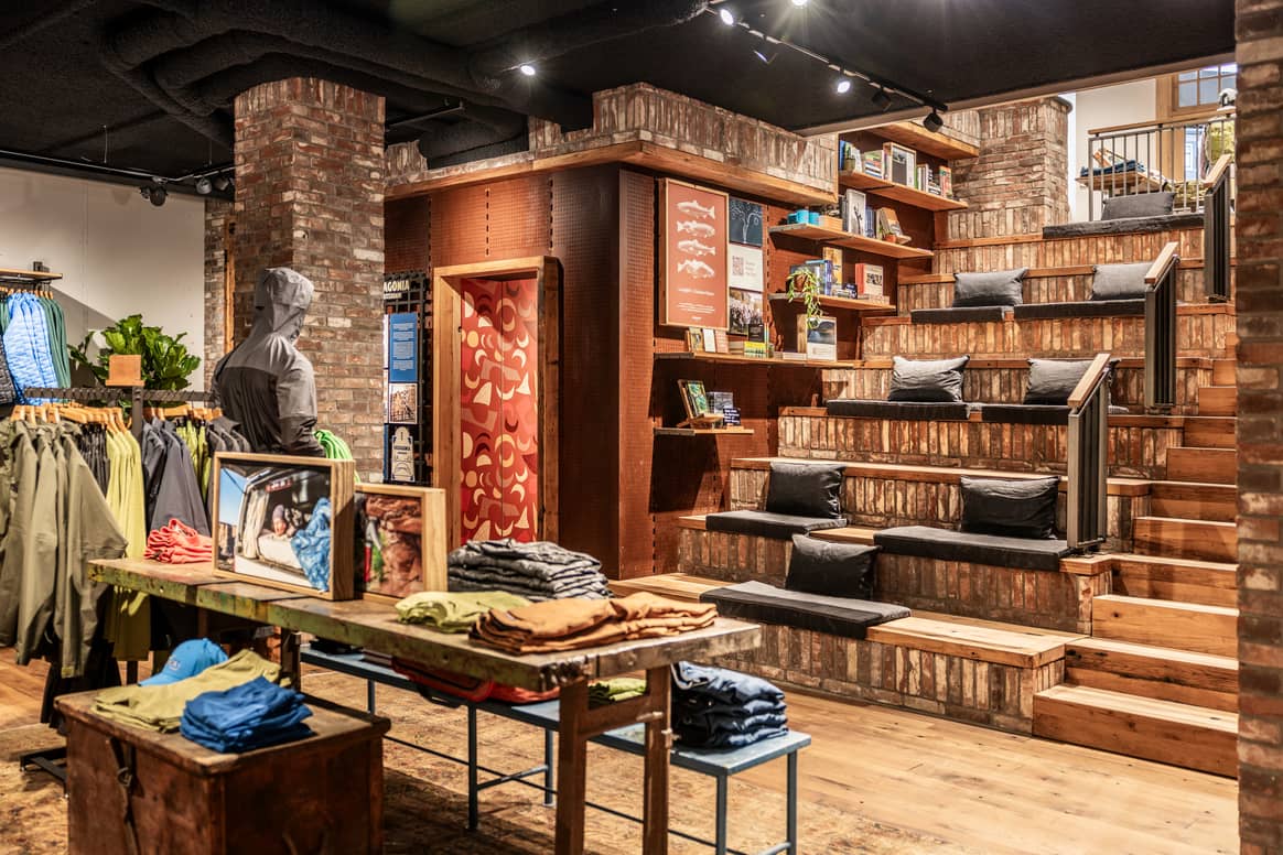 The interior of the Patagonia store in Amsterdam.