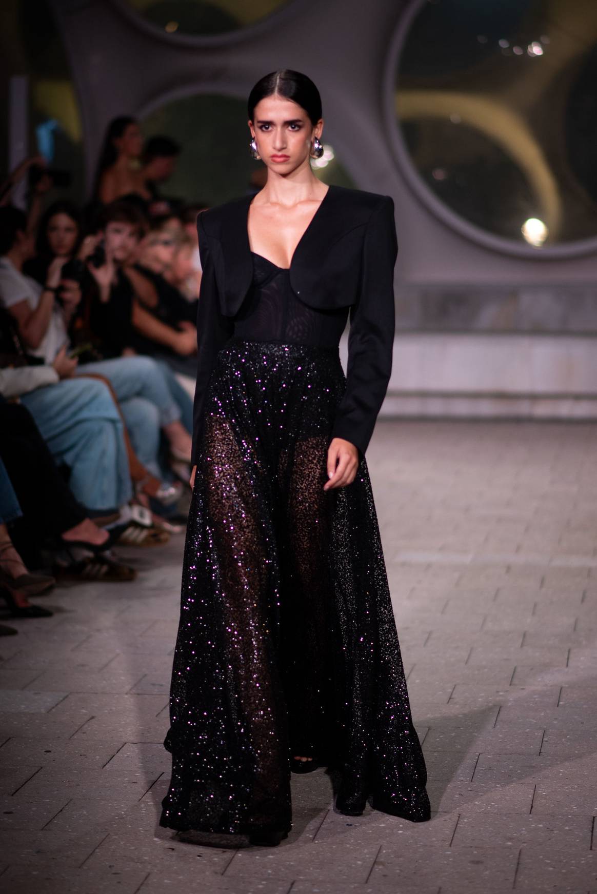 A look by Anabel Montiel at the Istituto Marangoni inaugural student fashion show, May 2024.