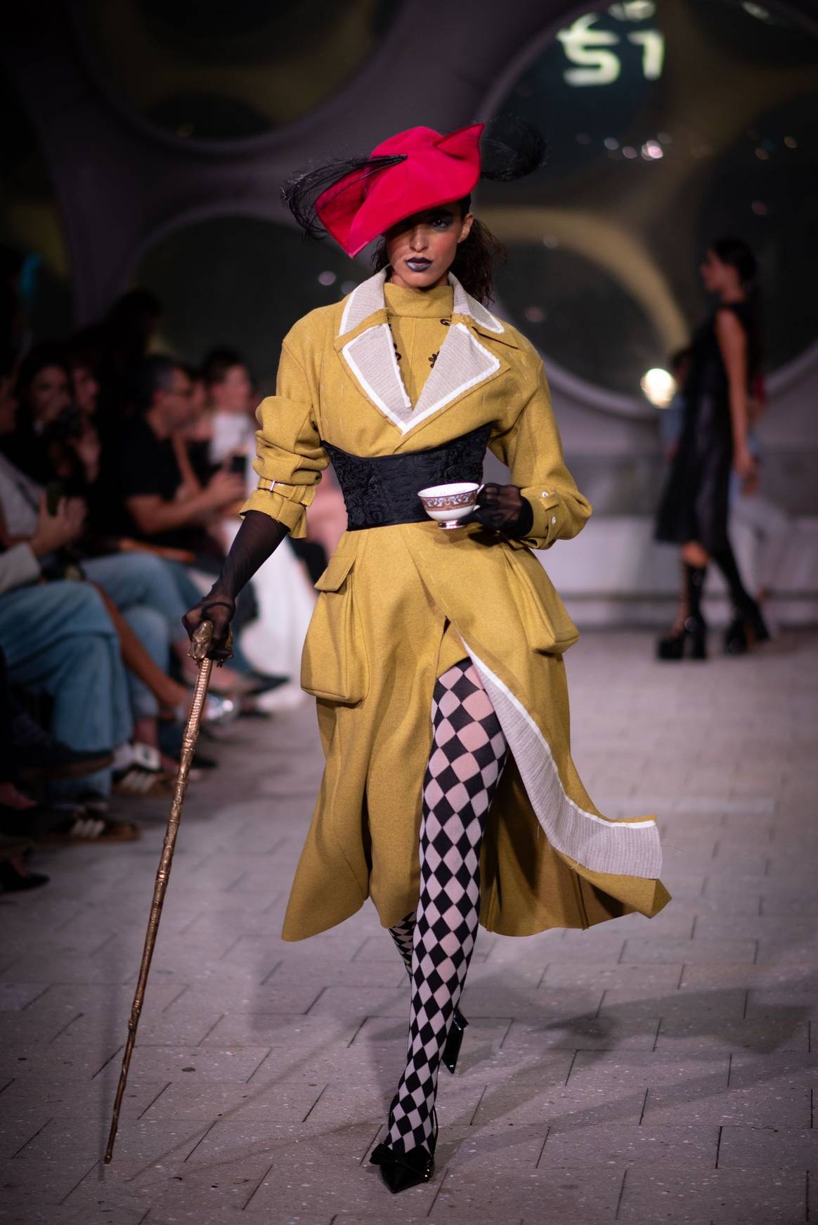 A look by Michael Acierno at the Istituto Marangoni inaugural student fashion show, May 2024.