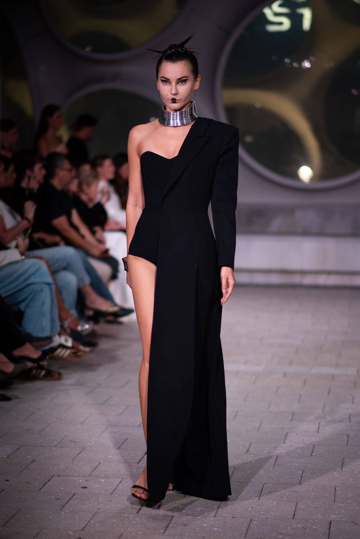 A look by Veronica Espinosa at the Istituto Marangoni inaugural student fashion show, May 2024.