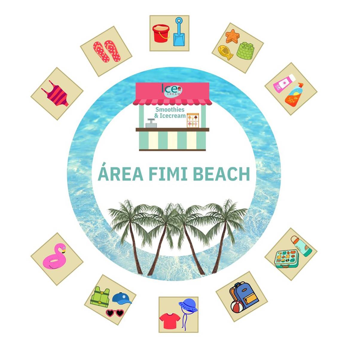 Cartel del nuevo espacio expositivo “Fimi Beach” de Fimi.