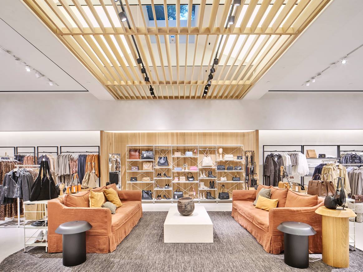 Interior of the Mango flagship store in Barcelona.
