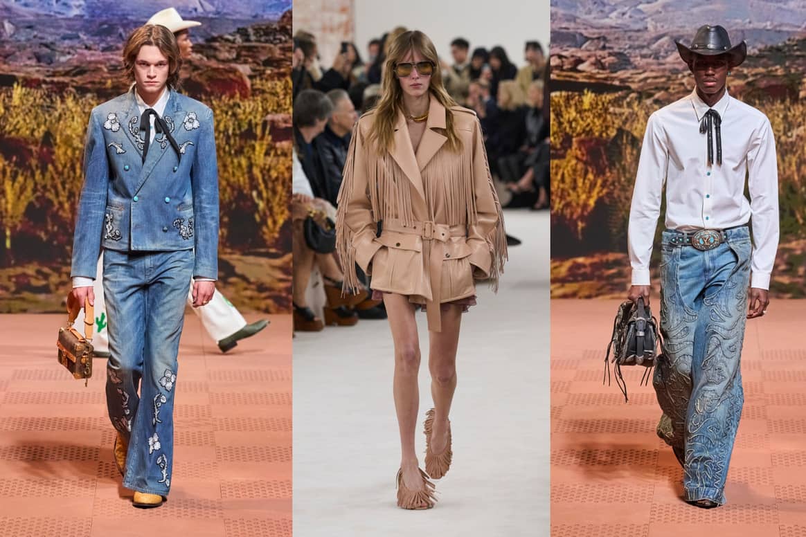 Louis Vuitton FW24 (left and right), Chloé FW24 (centre)