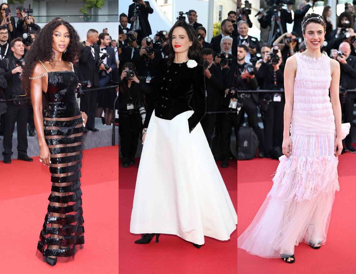 Naomi Campbell, Eva Green and Margaret Qualley in Chanel.