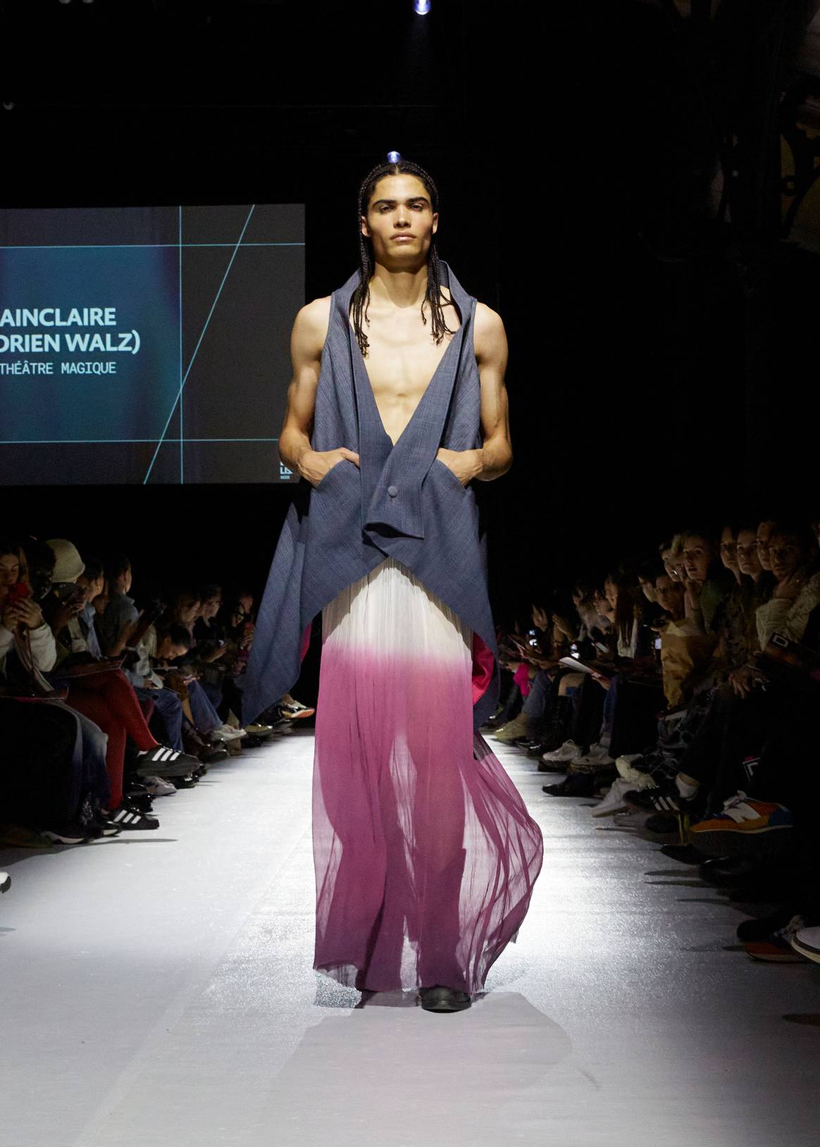 A look by Adrien Walz, LISAA Mode final fashion show 2024.