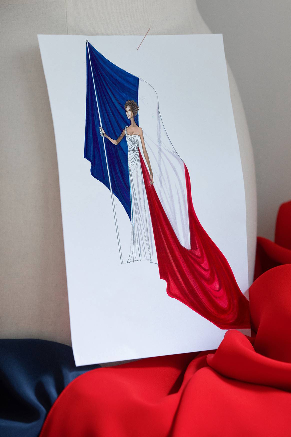 Dior design for Axelle Saint-Cirel's performance during the opening ceremony of the Paris 2024 Olympic Games.