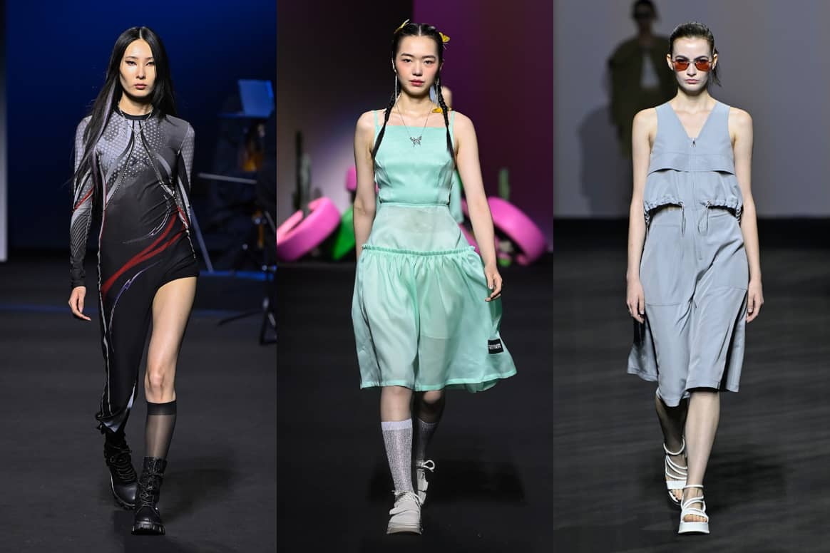 SS25-collecties (v.l.n.r.): Duckdive, Kwak Hyun Joo Collection, Kumann Yoo Hye Jin