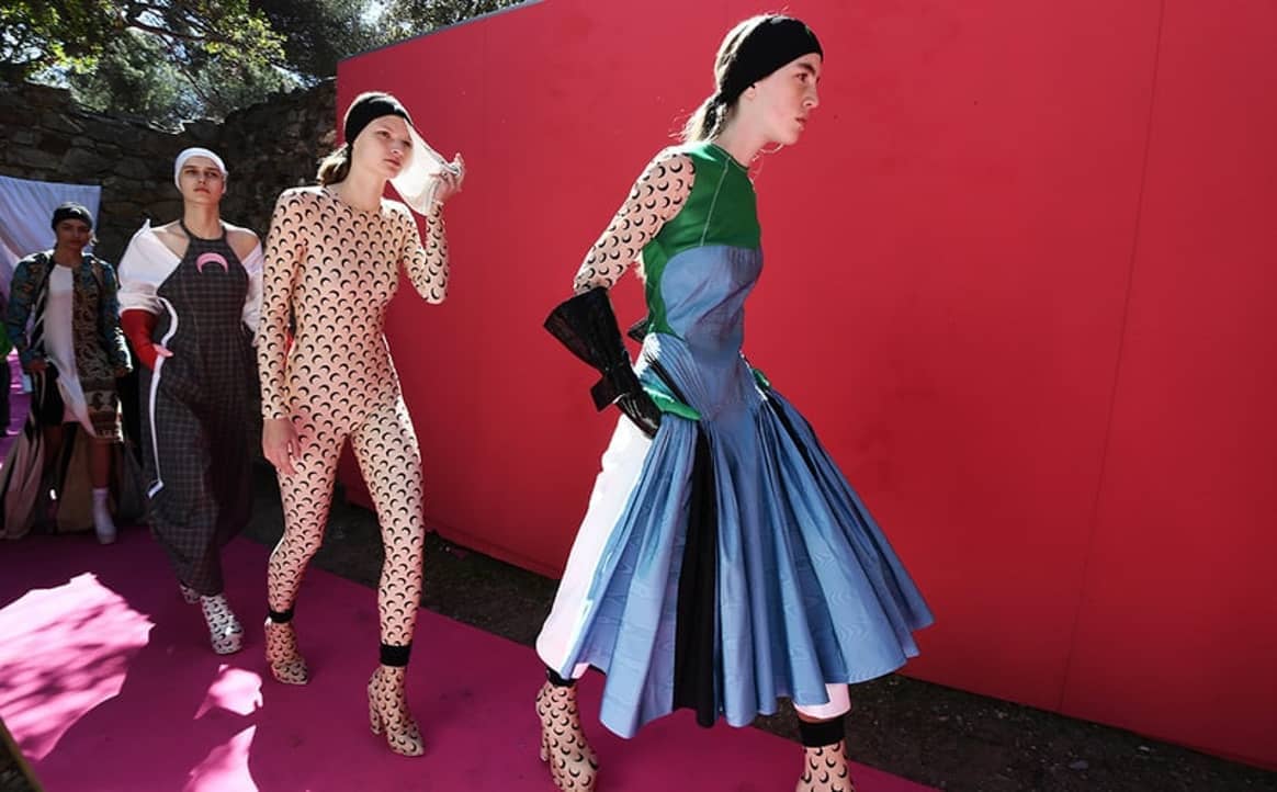 Beeld: Marine Serre
Collection tijdens het Hyères Fashion and Photography Festival in 2017 -
Anne-Christine Poujoulat / AFP