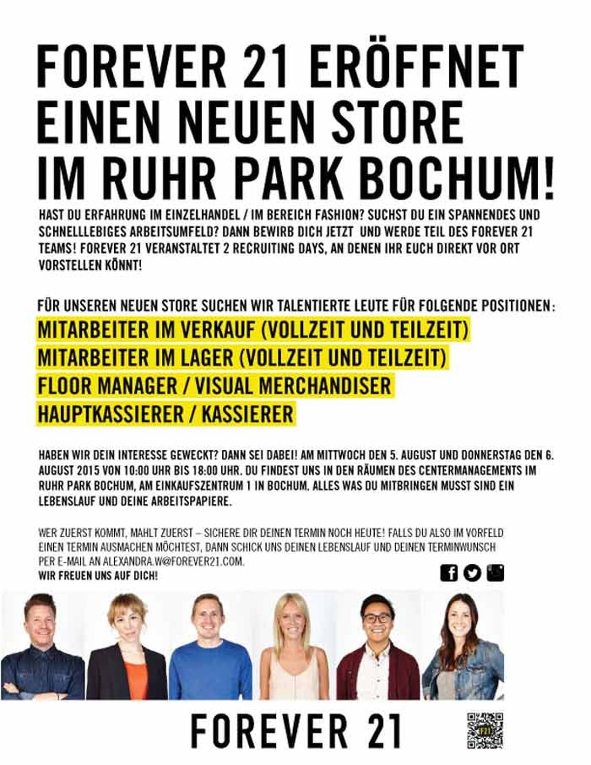 Forever 21 eröffnet einen neuen Store im Ruhr Park Bochum