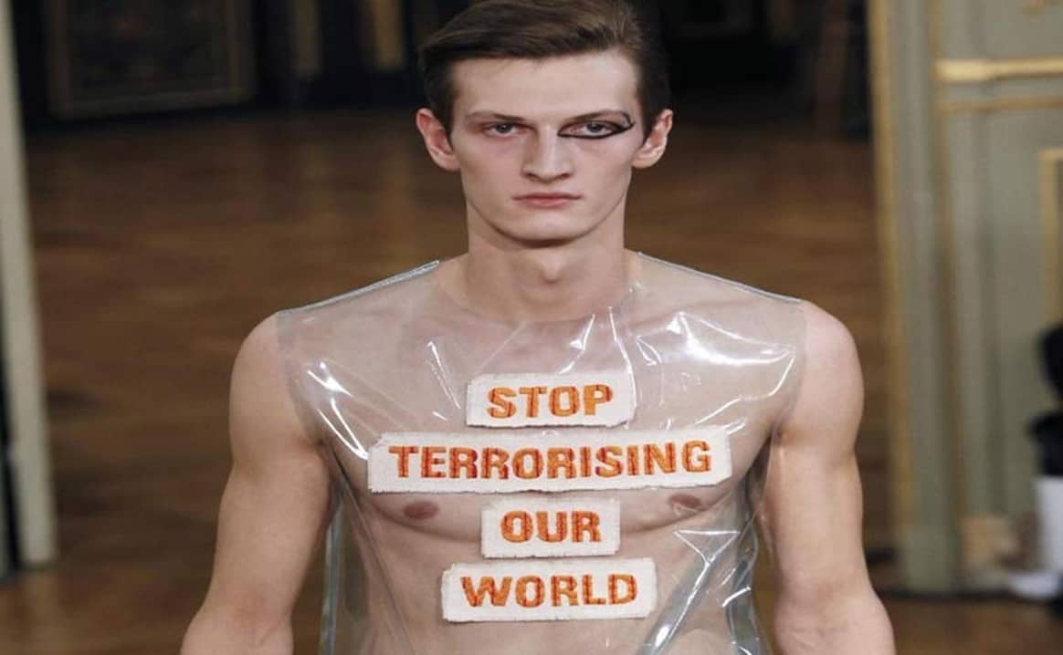 'Stop Terrorising Our World' is message on Paris catwalk