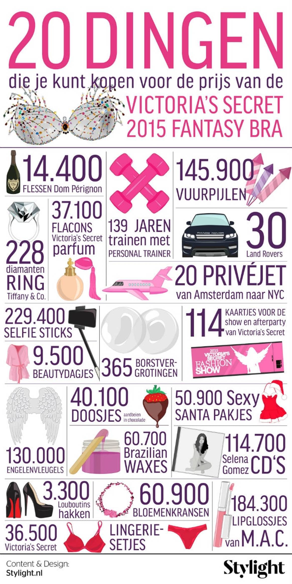 Infographic -  20 dingen die je kunt kopen voor de prijs van de Fantasy beha van Victoria's Secret
