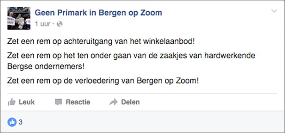 ‘Primark naar Bergen op Zoom’-actie op Facebook krijgt duizenden likes