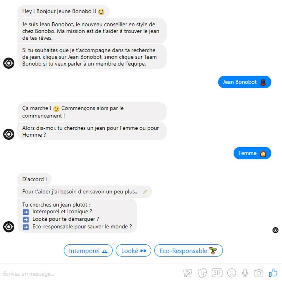 Bonobo développe un chatbot personnalisé sur Messenger