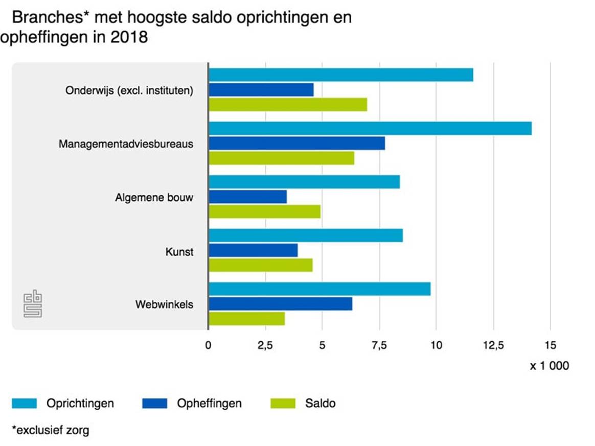 CBS: in 2018 recordaantal bedrijven opgericht; aantal webwinkels groeit