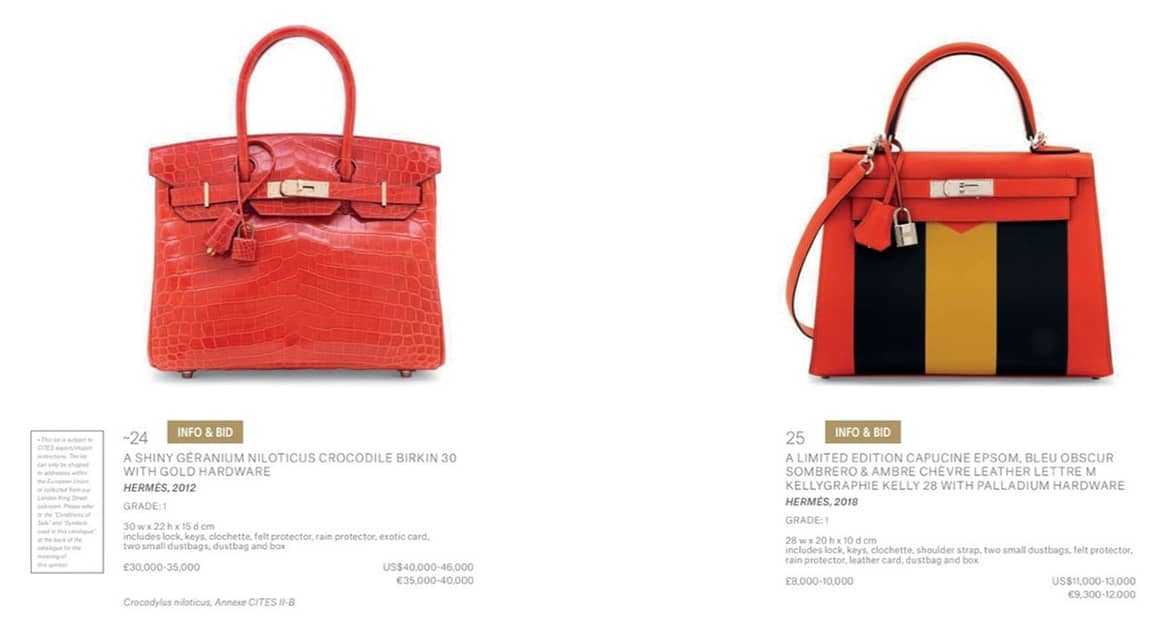 Christie's London to auction large collection of rare luxury handbags