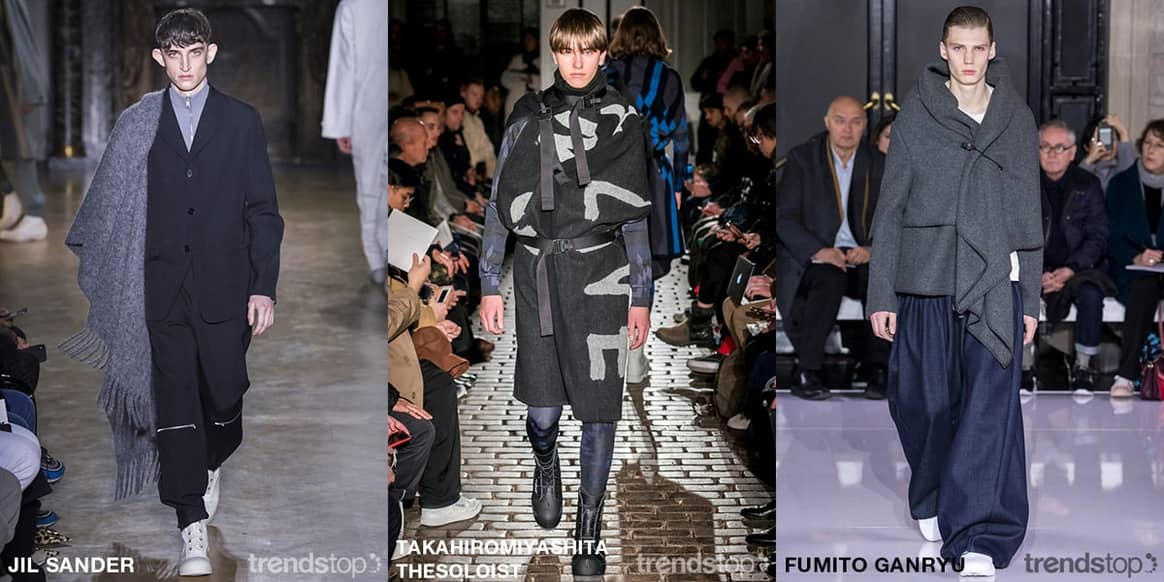 Images courtesy of Trendstop, left to right: Jil Sander,
Takahiromiyashita Thesoloist, Fumito Ganryu, all Fall Winter
2019-20.