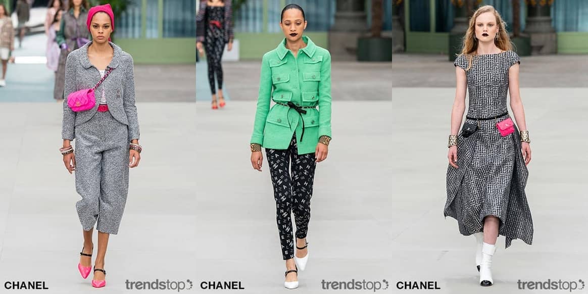 Imágenes cortesía de Trendstop, de izquierda a derecha: todo
de Chanel Resort 2020