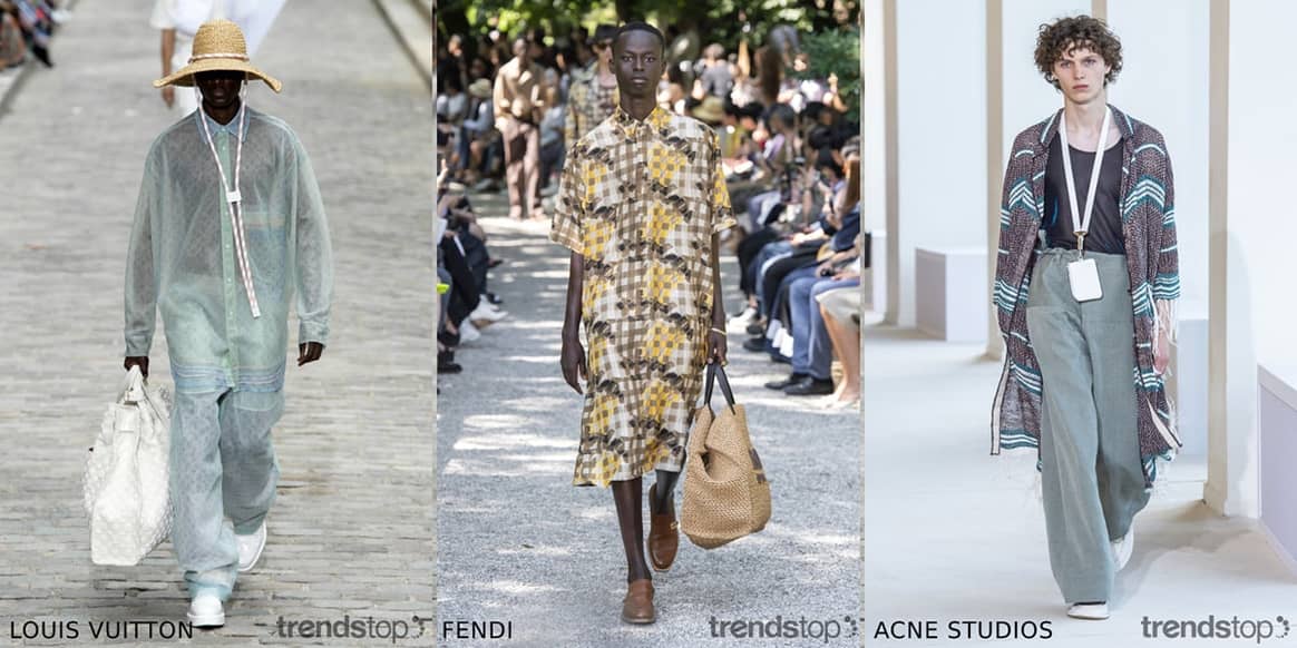 Immagini per gentile concessione di Trendstop, da sinistra a
destra: Louis Vuitton, Fendi, Acne Studios, tutto primavera estate 2020.