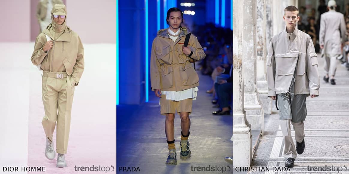 Beelden via Trendstop, van links naar rechts: Dior Homme,
Prada, Christian Dada, allen Voorjaar Zomer 2020.