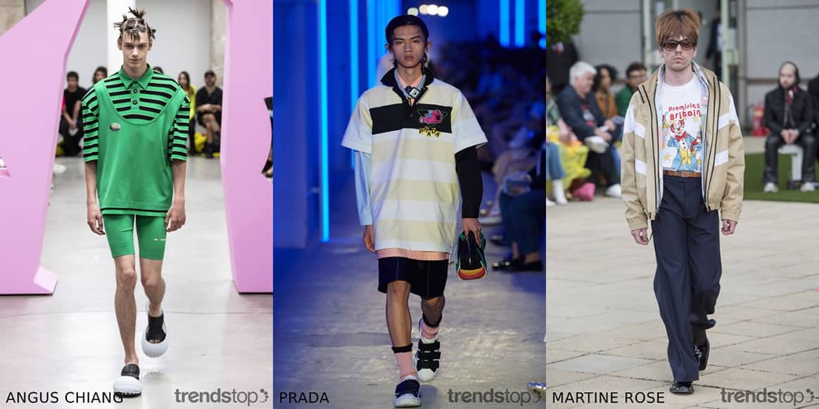 Photo : Trendstop, de gauche à droite : Angus Chiang, Prada,
Martine Rose, printemps-été 2020.