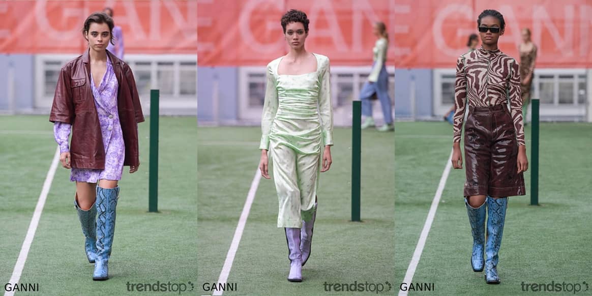 Photo : Trendstop, de gauche à droite :  Ganni, collection Printemps Été
2020