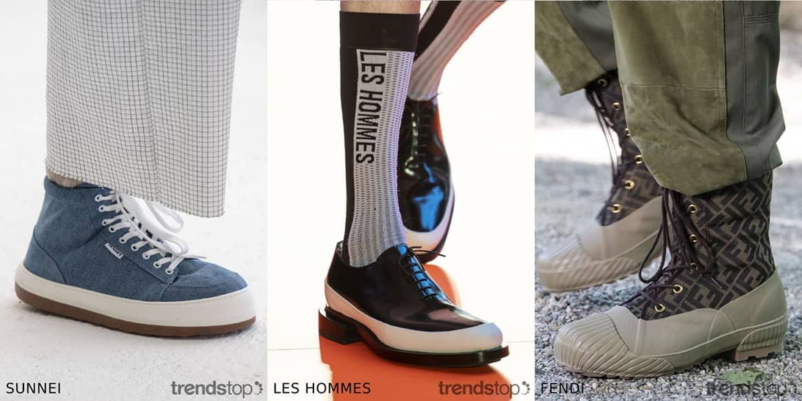 Imágenes cortesía de Trendstop, de izquierda a derecha: Sunnei, Les Hommes, Fendi, todas de la temporada Primavera Verano 2020.