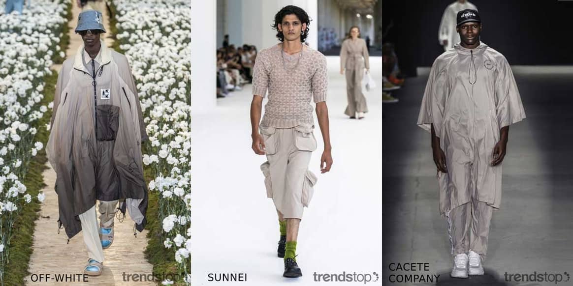 Photo : Trendstop, de gauche à droite : Off-White, Sunnei, Cacete,
collection Printemps Été 2020.