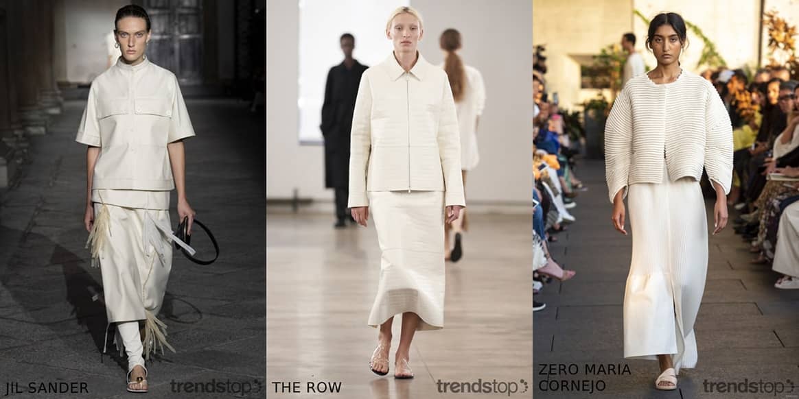 Photo : Trendstop, de gauche à droite : Jil Sander, The
Row, Zero Maria Cornejo, collection printemps-été 2020.