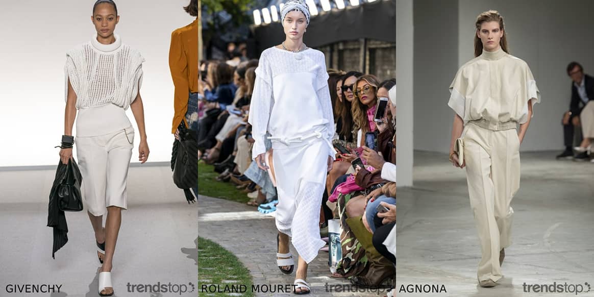 Bilder mit freundlicher Genehmigung von Trendstop, von links
nach rechts: Givenchy, Roland Mouret, Agnona, alle Frühjahr/Sommer
2020.