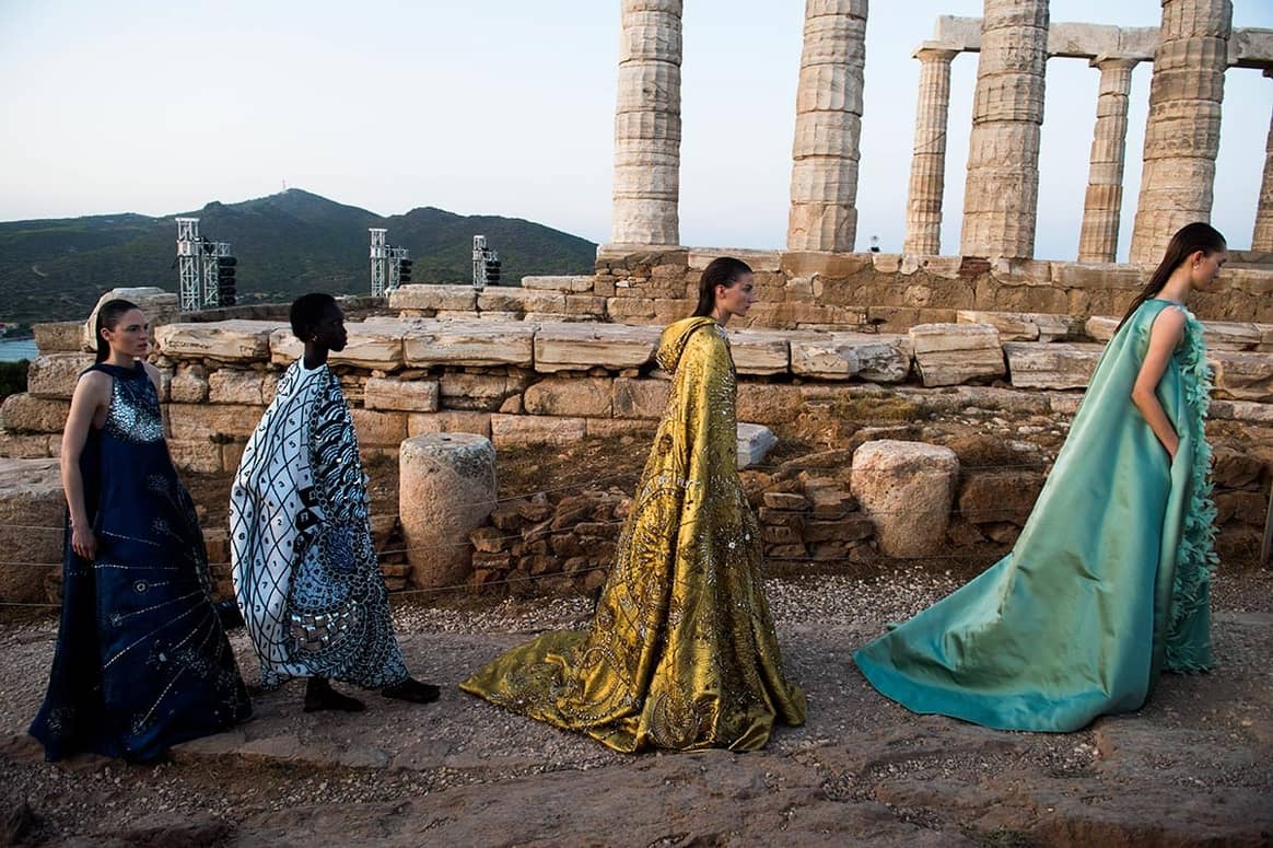 Mary Katrantzou SS20 show at Greece's Temple of Poseidon