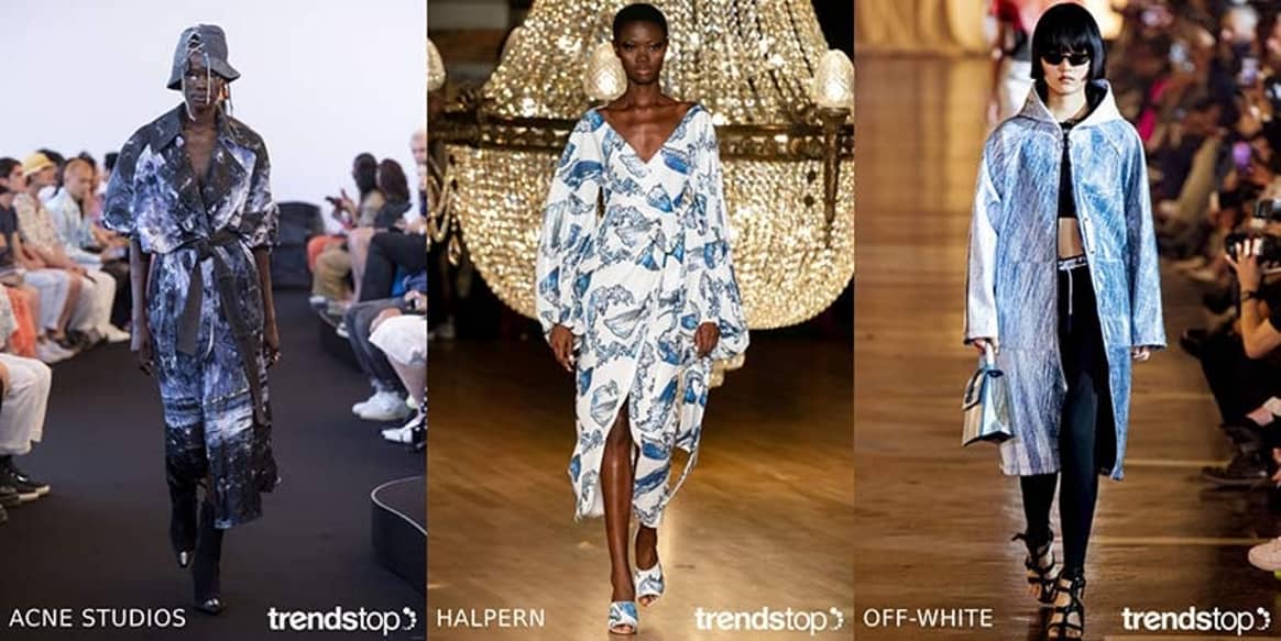 Photo : Trendstop, de gauche à droite : Acne Studios, Halpern, Off-White,
collection printemps-été 2020.