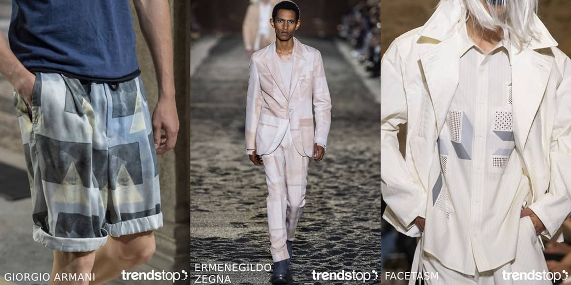 Photo : Trendstop, de gauche à droite : Giorgio Armani, Ermenegildo

Zegna, Facetasm, collection printemps-été 2020.