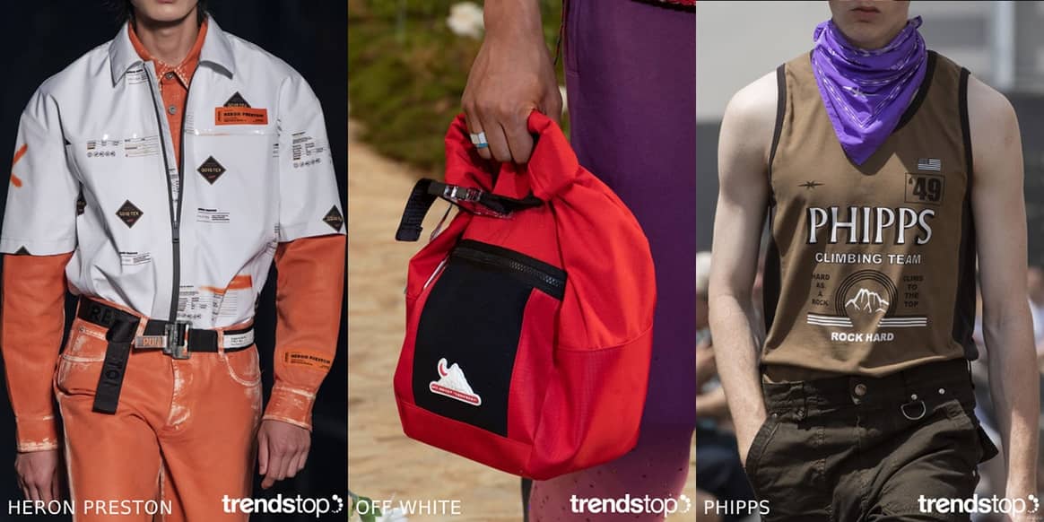 Photo : Trendstop, de gauche à droite : Heron Preston,
Off-White, Phipps, collection printemps-été 2020.