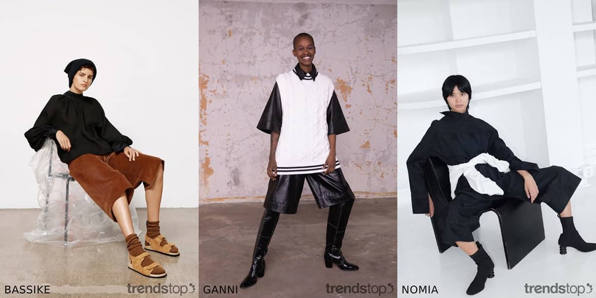 Images courtesy of Trendstop, left to right: Bassike, Ganni, Nomia, all Pre Fall 2020