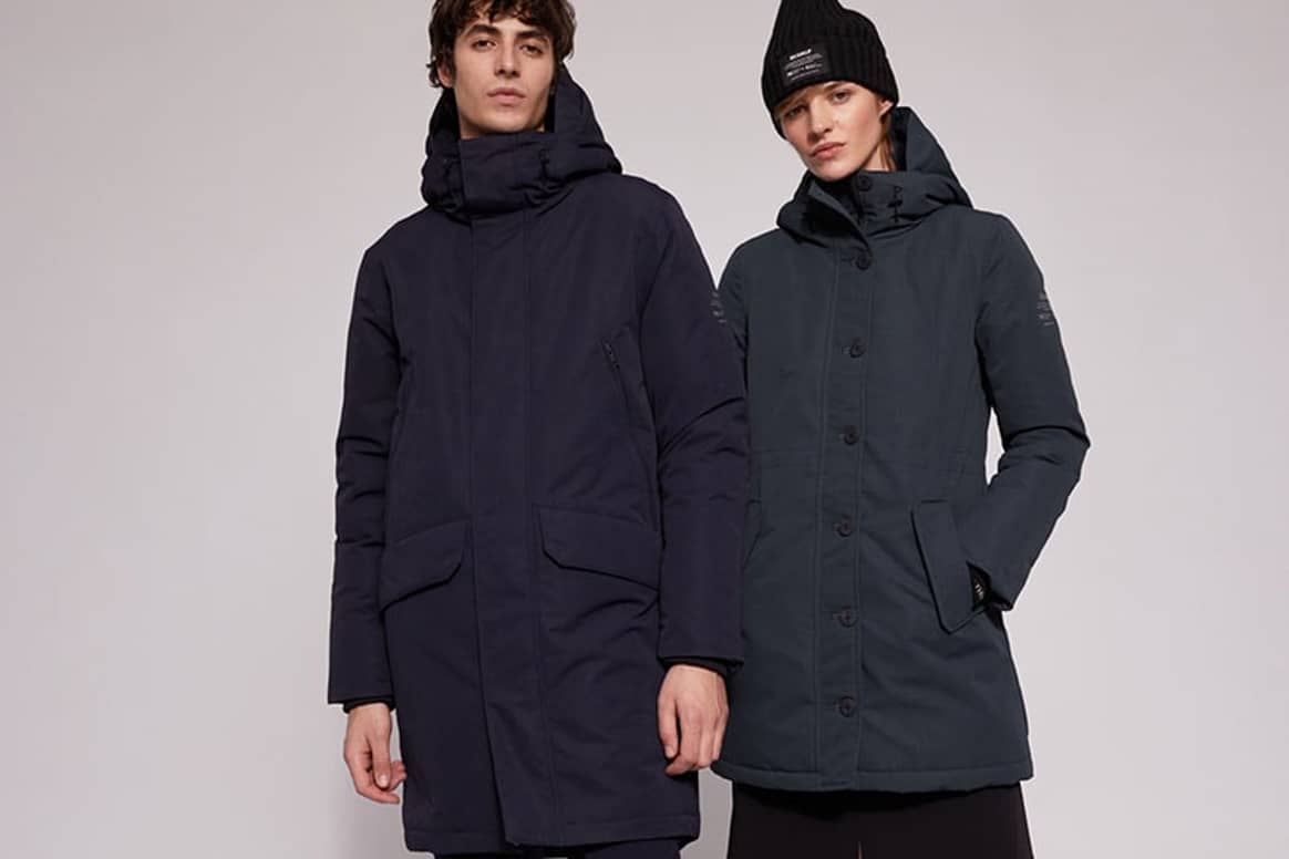 Ecoalf AW20 Iceberg (left) and Glacier coats made from 100

percent recycled PET with Gold primaloft upper filling, thermo-sealed

seams, magnetic closures and recycled zipper.