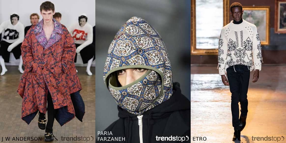 Imágenes cortesía de Trendstop, de izquierda a derecha: JW
Anderson, Paria Farzaneh, Etro, todas de la temporada Otoño/Invierno 2019-20