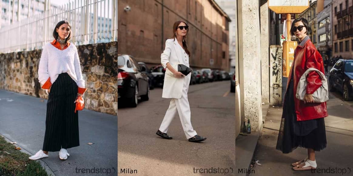 Immagini per gentile concessione di Trendstop, da sinistra a destra:
Parigi, Milano, Milano, tutto 2020.