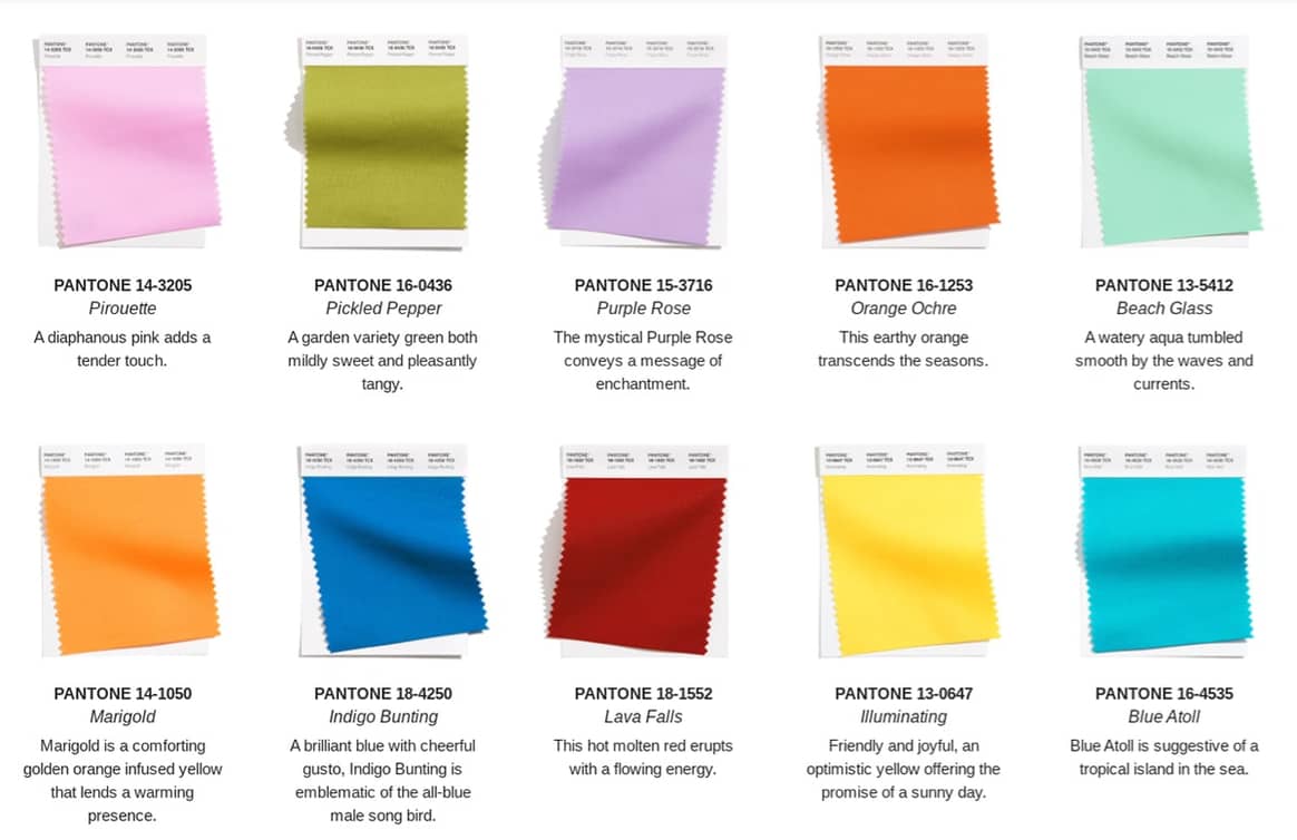 Pantone’s ‘London Colour
Palette’ voor LFW SS 2021. Beeld: Pantone