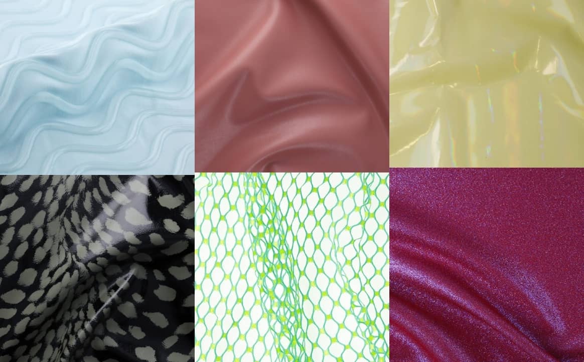 Image: six fabrics that fit the Surrealistic
trend. Image taken at Premiere Vision, courtesy of Kleur &
Stijl