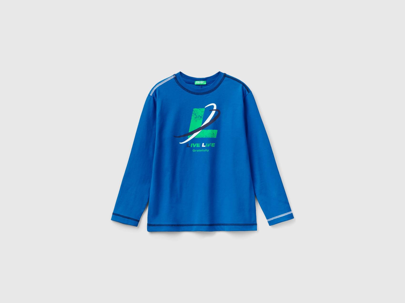 Benetton, Shirt Mit Slogan-print, größe XL, Verkehrsblau, male | United  Colors of Benetton