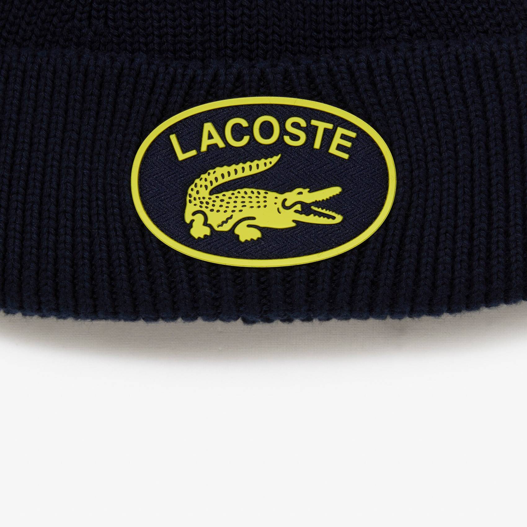 Unisex Lacoste Beanie mit Kontrast-Krokodil | Lacoste