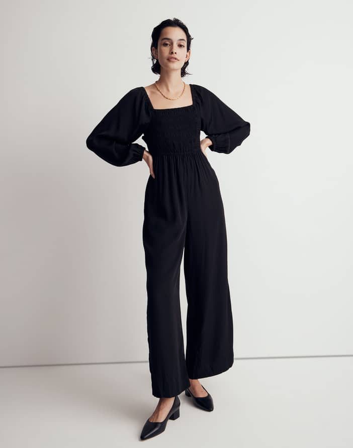 Lucie Tie-Back Long-Sleeve Jumpsuit in Star Jacquard | Madewell