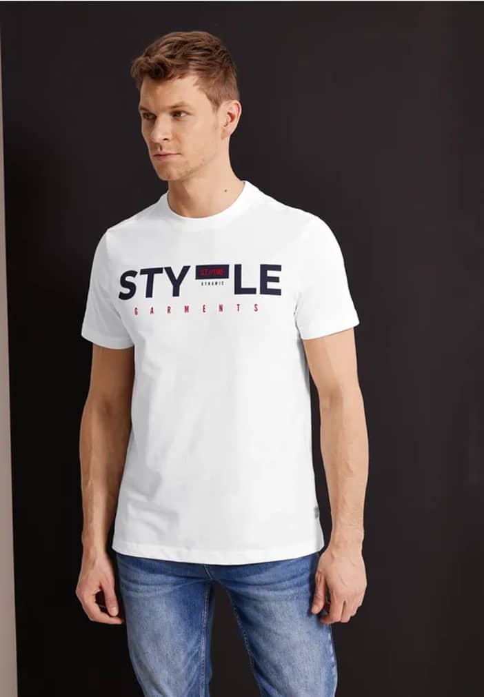 Street One Männer T-Shirt mit Wordingprint in Weiß | Street One