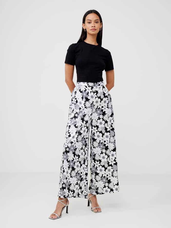 Printed satin trousers Black / Gray