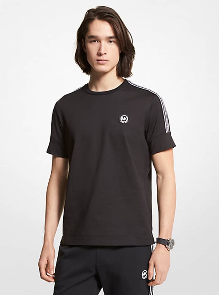 MK Logo Tape Cotton Jersey T Shirt Michael Kors